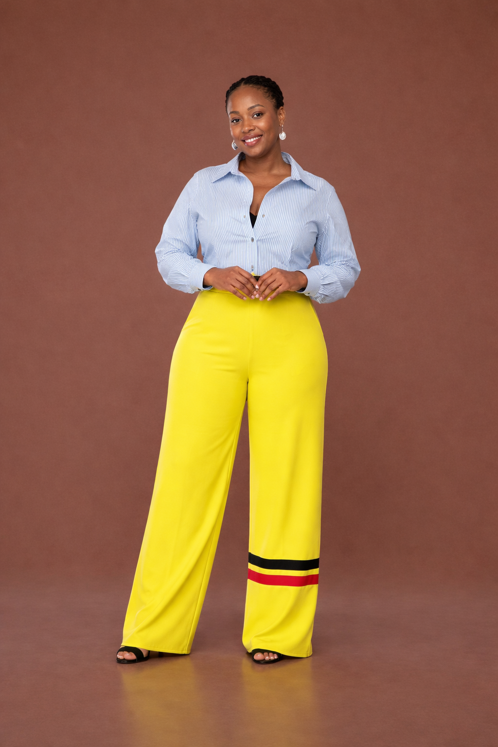 Fluid Two-Tone Pants In Neon Green